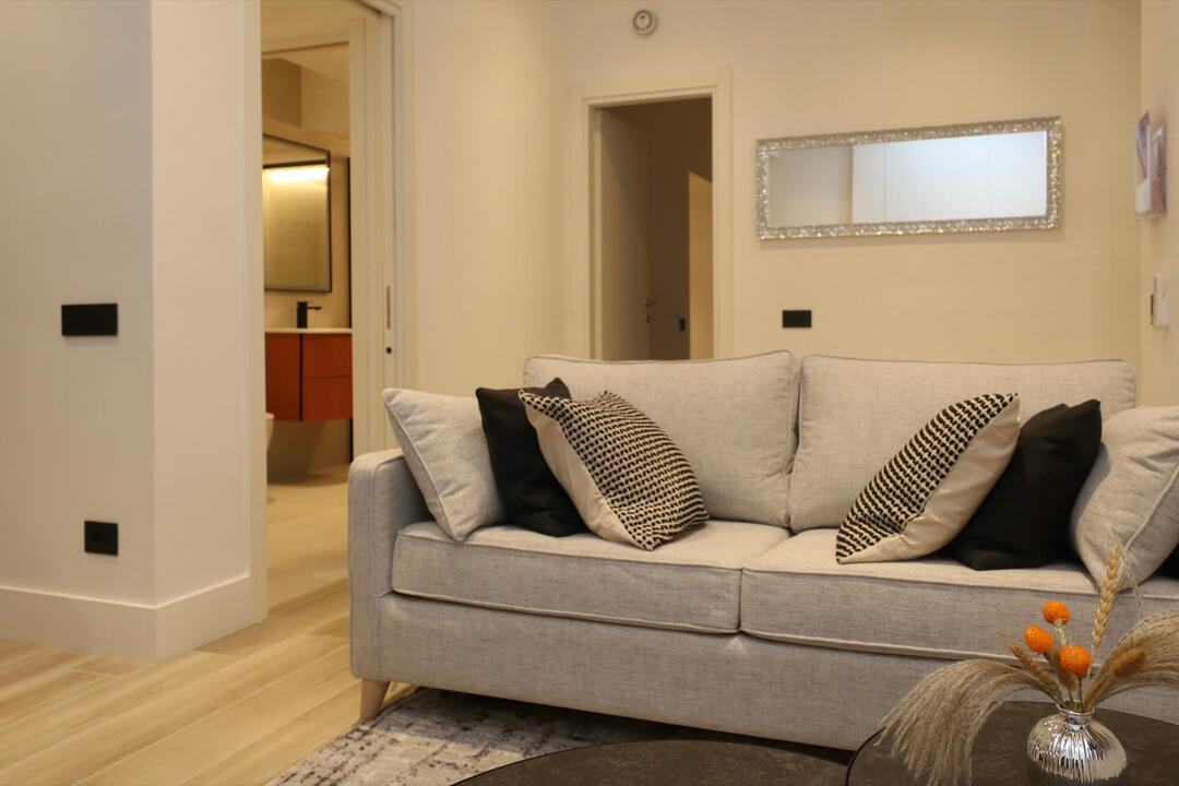 Living area with comfortable sofa bed Living area with comfortable sofa bed