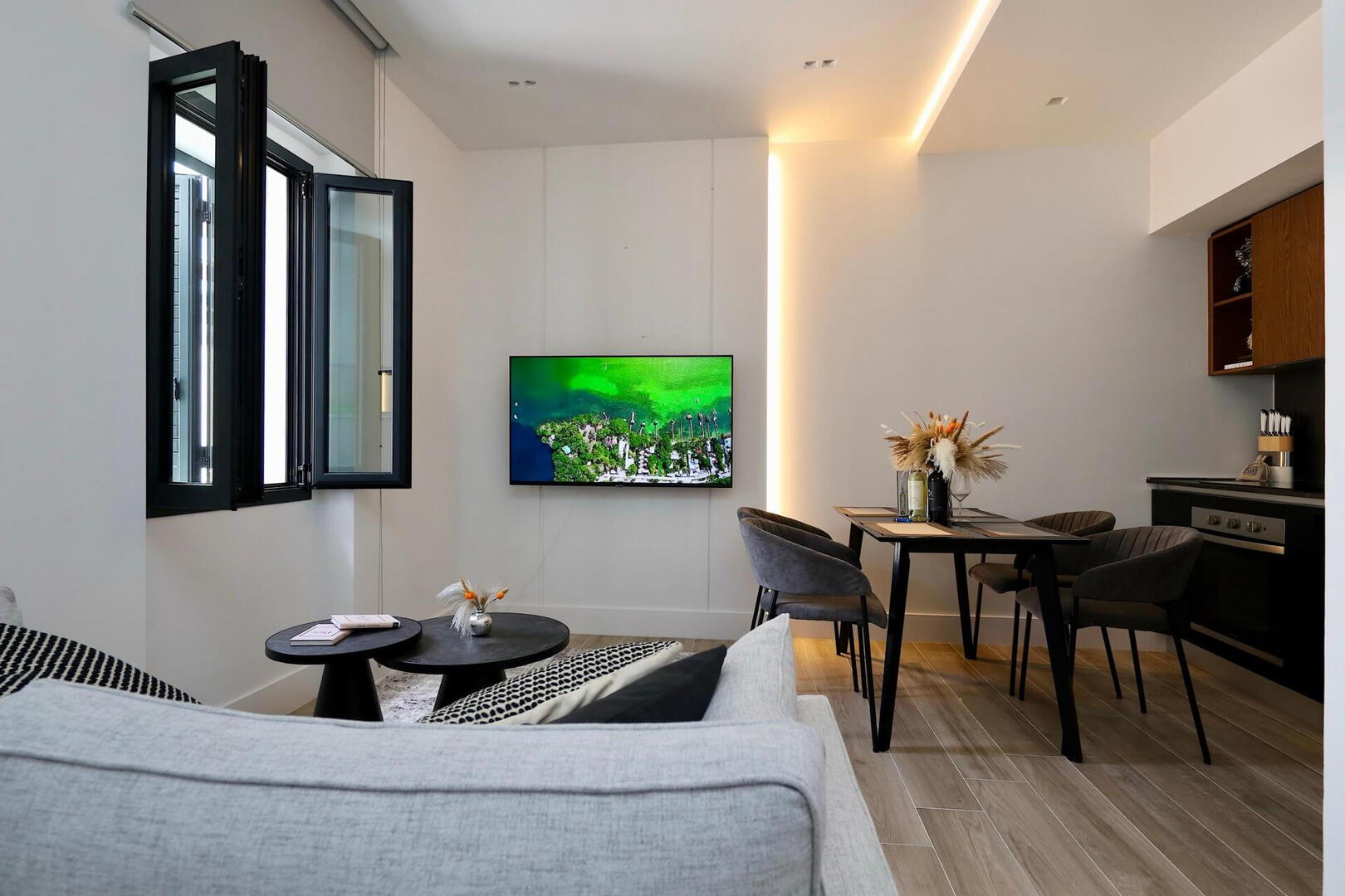 Main Living Area with Windows Open