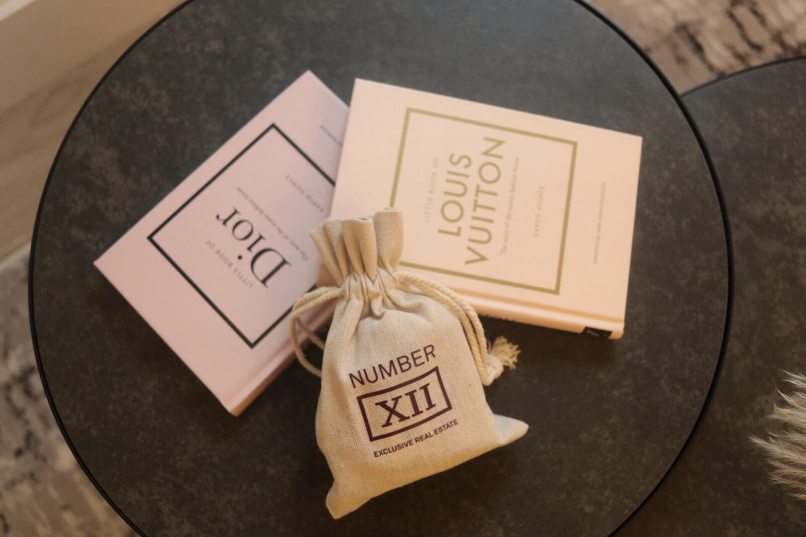 Coffee Table with Books and Branded Extras